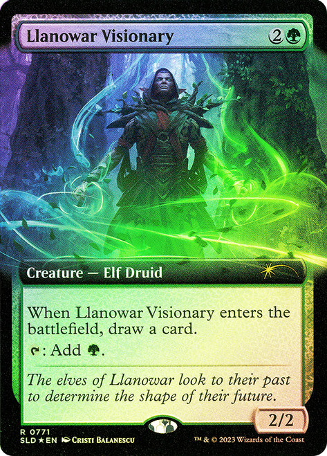 Llanowar Visionary (Secret Lair) (Extended Art)\nPromo: General\nSingle\nMagic The Gathering