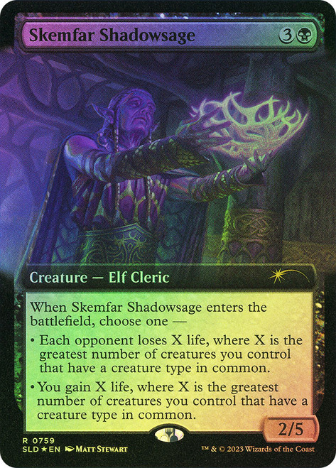 Skemfar Shadowsage (Secret Lair) (Extended Art)\nPromo: General\nSingle\nMagic The Gathering
