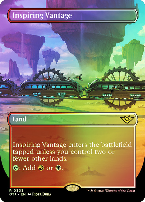 Inspiring Vantage (Borderless)\nOutlaws of Thunder Junction - Variants\nSingle\nMagic The Gathering