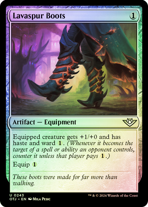 Lavaspur Boots\nOutlaws of Thunder Junction\nSingle\nMagic The Gathering