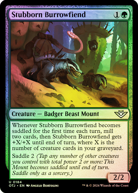 Stubborn Burrowfiend\nOutlaws of Thunder Junction\nSingle\nMagic The Gathering