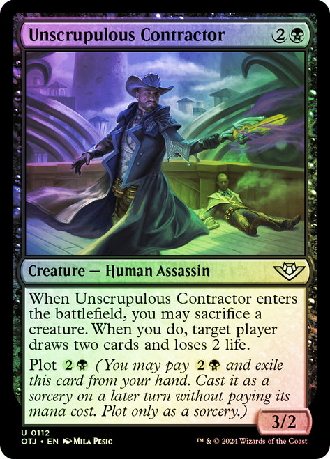 Unscrupulous Contractor\nOutlaws of Thunder Junction\nSingle\nMagic The Gathering