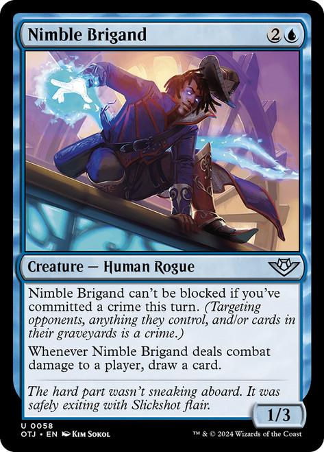 Nimble Brigand\nOutlaws of Thunder Junction\nSingle\nMagic The Gathering