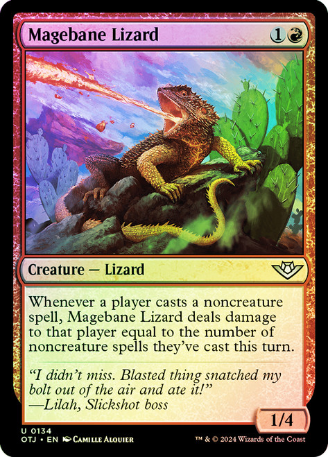 Magebane Lizard\nOutlaws of Thunder Junction\nSingle\nMagic The Gathering