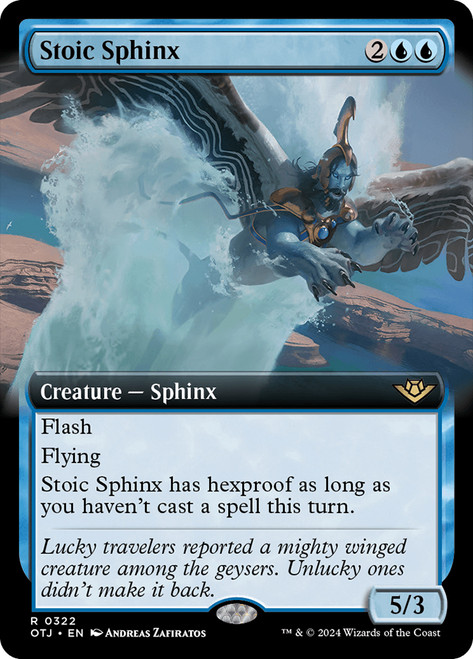 Stoic Sphinx (Extended Art)\nOutlaws of Thunder Junction - Variants\nSingle\nMagic The Gathering
