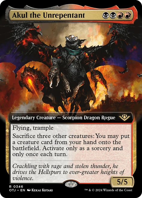 Akul the Unrepentant (Extended Art)\nOutlaws of Thunder Junction - Variants\nSingle\nMagic The Gathering