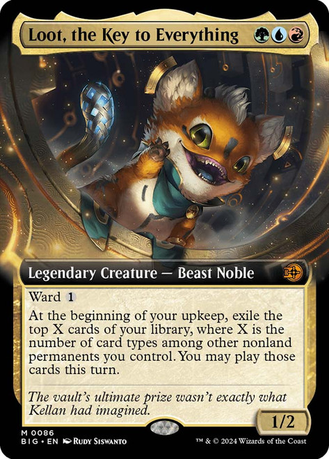 Loot, the Key to Everything (#086) (Extended Art)\nThe Big Score - Variants\nSingle\nMagic The Gathering