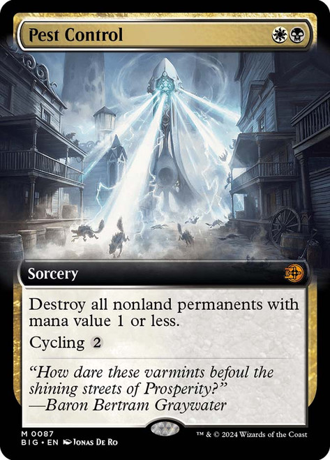 Pest Control (#087) (Extended Art)\nThe Big Score - Variants\nSingle\nMagic The Gathering