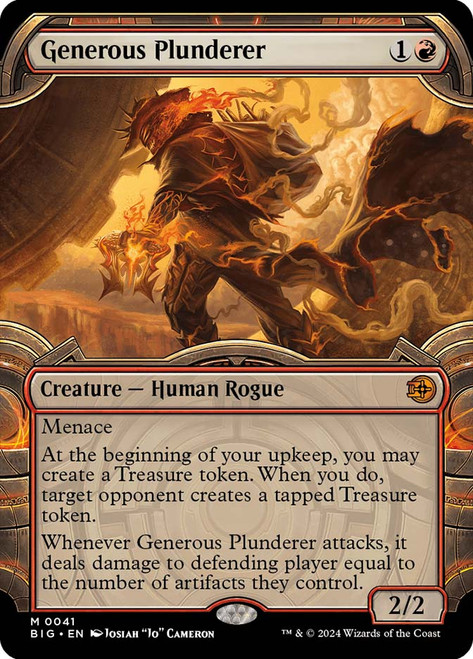 Generous Plunderer (#041) (Showcase)\nThe Big Score - Variants\nSingle\nMagic The Gathering