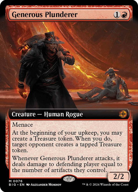 Generous Plunderer (#076) (Extended Art)\nThe Big Score - Variants\nSingle\nMagic The Gathering