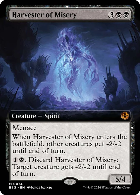 Harvester of Misery (#074) (Extended Art)\nThe Big Score - Variants\nSingle\nMagic The Gathering