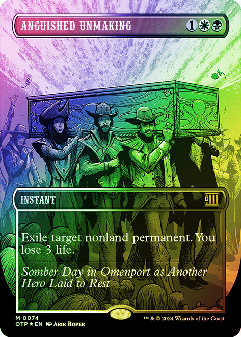 Anguished Unmaking (Borderless) (Textured Foil)\nBreaking News - Alternate Foil\nSingle\nMagic The Gathering