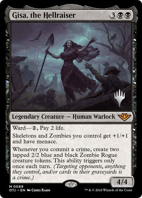 Gisa, the Hellraiser (Promo Pack) (Outlaws of Thunder Junction)\nPromo: Planeswalker Stamped\nSingle\nMagic The Gathering