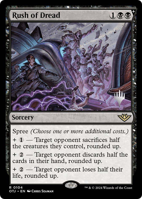 Rush of Dread (Promo Pack) (Outlaws of Thunder Junction)\nPromo: Planeswalker Stamped\nSingle\nMagic The Gathering