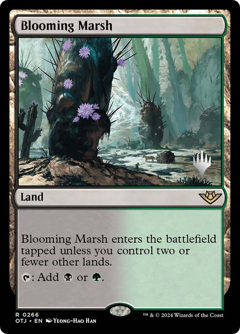 Blooming Marsh (Promo Pack) (Outlaws of Thunder Junction)\nPromo: Planeswalker Stamped\nSingle\nMagic The Gathering