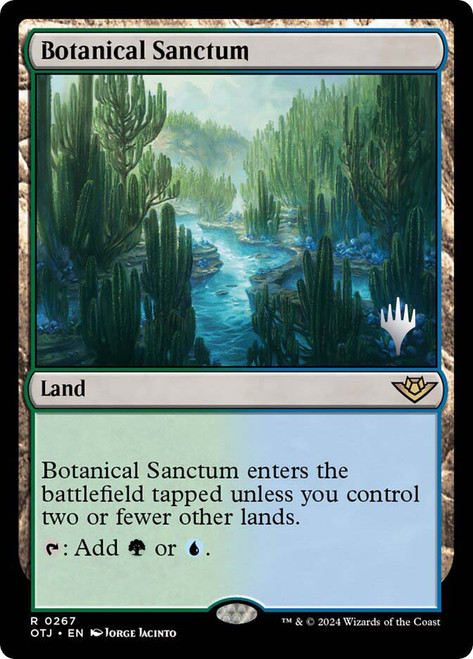 Botanical Sanctum (Promo Pack) (Outlaws of Thunder Junction)\nPromo: Planeswalker Stamped\nSingle\nMagic The Gathering
