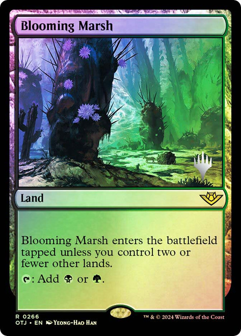 Blooming Marsh (Promo Pack) (Outlaws of Thunder Junction)\nPromo: Planeswalker Stamped\nSingle\nMagic The Gathering