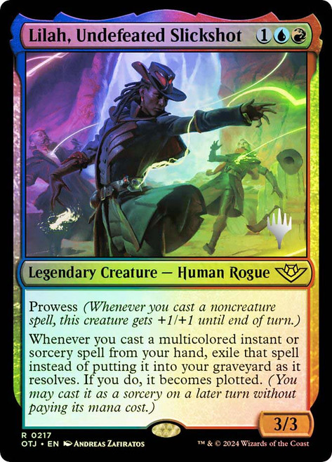 Lilah, Undefeated Slickshot (Promo Pack) (Outlaws of Thunder Junction)\nPromo: Planeswalker Stamped\nSingle\nMagic The Gathering
