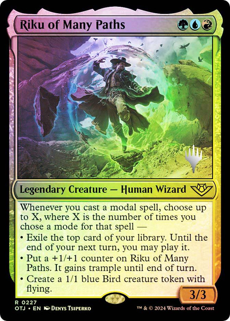 Riku of Many Paths (Promo Pack) (Outlaws of Thunder Junction)\nPromo: Planeswalker Stamped\nSingle\nMagic The Gathering