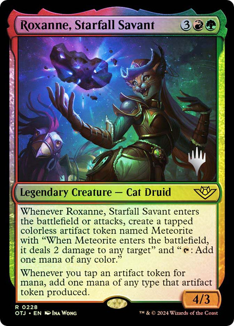 Roxanne, Starfall Savant (Promo Pack) (Outlaws of Thunder Junction)\nPromo: Planeswalker Stamped\nSingle\nMagic The Gathering