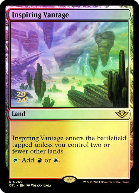 Inspiring Vantage (Prerelease) (Outlaws of Thunder Junction)\nPromo: Date Stamped\nSingle\nMagic The Gathering