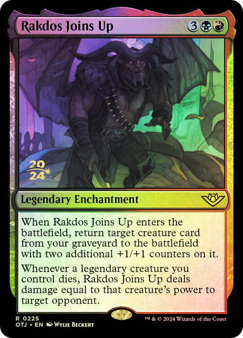 Rakdos Joins Up (Prerelease) (Outlaws of Thunder Junction)\nPromo: Date Stamped\nSingle\nMagic The Gathering
