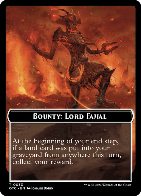 {Bounty: Lord Fajjal}\nOutlaws of Thunder Junction Commander\nSingle\nMagic The Gathering