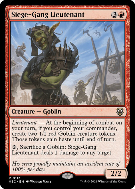 Siege-Gang Lieutenant\nModern Horizons 3 Commander\nSingle\nMagic The Gathering