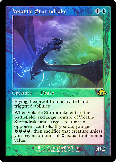 Volatile Stormdrake (Retro Frame)\nModern Horizons 3 - Retro Frame\nSingle\nMagic The Gathering