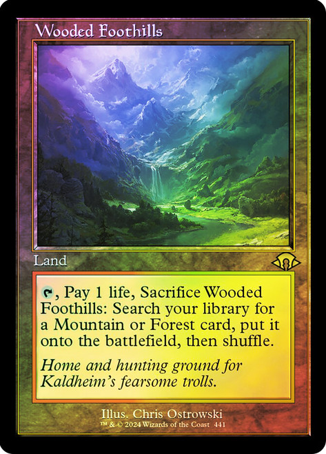 Wooded Foothills (Retro Frame)\nModern Horizons 3 - Retro Frame\nSingle\nMagic The Gathering