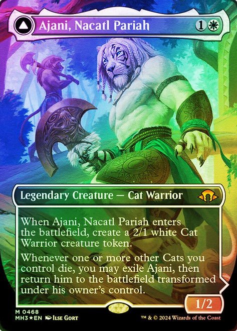 Ajani, Nacatl Pariah // Ajani, Nacatl Avenger (Borderless) (Textured Foil)\nModern Horizons 3 - Alternate Foil Variants\nSingle\nMagic The Gathering