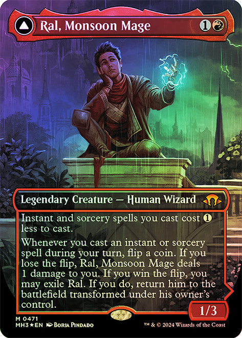 Ral, Monsoon Mage // Ral, Leyline Prodigy (Borderless) (Textured Foil)\nModern Horizons 3 - Alternate Foil Variants\nSingle\nMagic The Gathering