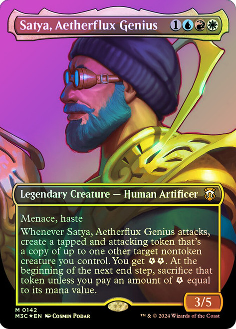 Satya, Aetherflux Genius (Borderless) (Ripple Foil)\nModern Horizons 3 Commander - Alternate Foil\nSingle\nMagic The Gathering