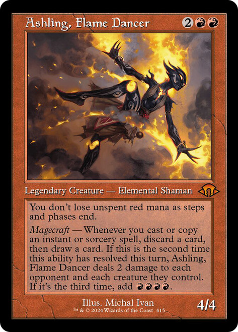 Ashling, Flame Dancer (Retro Frame)\nModern Horizons 3 - Retro Frame\nSingle\nMagic The Gathering