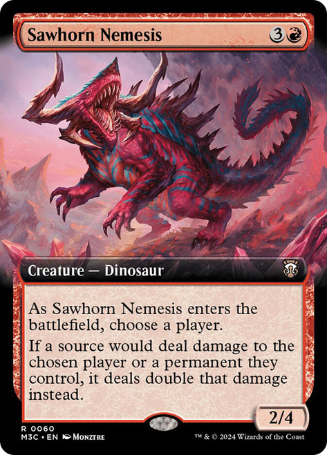 Sawhorn Nemesis (Extended Art)\nModern Horizons 3 Commander - Variants\nSingle\nMagic The Gathering