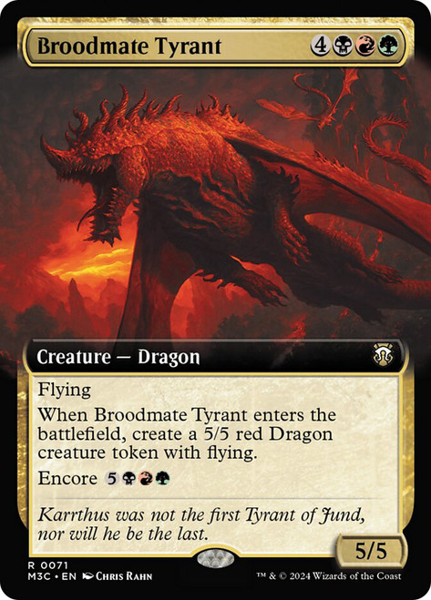 Broodmate Tyrant (Extended Art)\nModern Horizons 3 Commander - Variants\nSingle\nMagic The Gathering