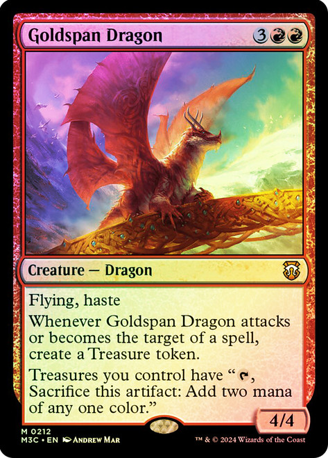 Goldspan Dragon (Ripple Foil)\nModern Horizons 3 Commander - Alternate Foil\nSingle\nMagic The Gathering