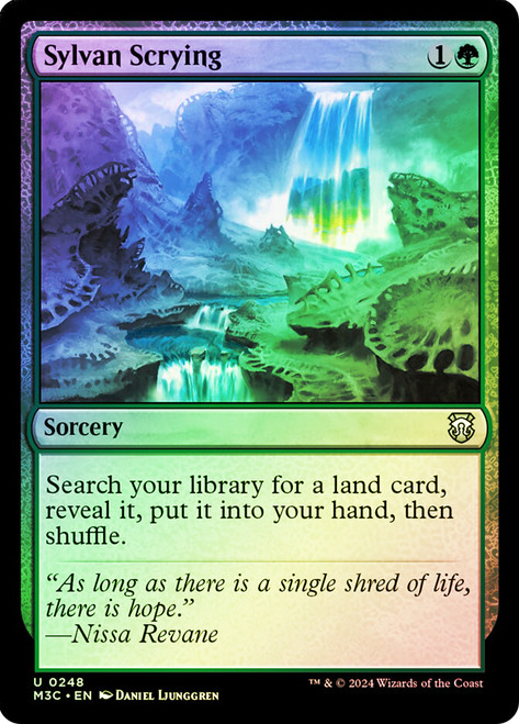 Sylvan Scrying (Ripple Foil)\nModern Horizons 3 Commander - Alternate Foil\nSingle\nMagic The Gathering