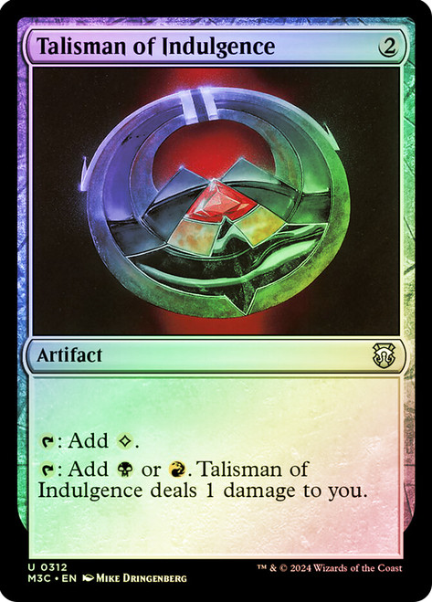 Talisman of Indulgence (Ripple Foil)\nModern Horizons 3 Commander - Alternate Foil\nSingle\nMagic The Gathering