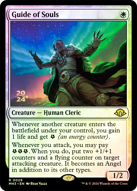 Guide of Souls (Prerelease) (Modern Horizons 3)\nPromo: Date Stamped\nSingle\nMagic The Gathering