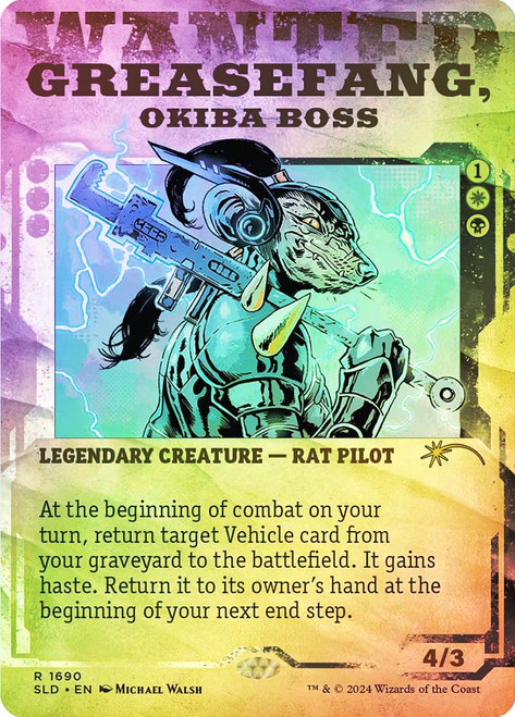 Greasefang, Okiba Boss (Secret Lair) (Borderless)\nPromo: General\nSingle\nMagic The Gathering