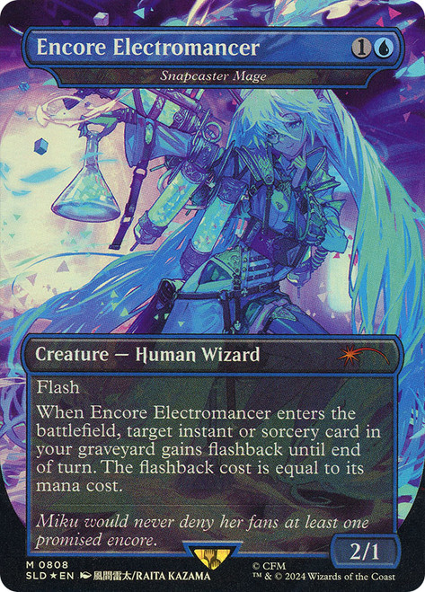 Snapcaster Mage (Encore Electromancer) (Hatsune Miku) (Secret Lair) (Borderless)\nPromo: General\nSingle\nMagic The Gathering