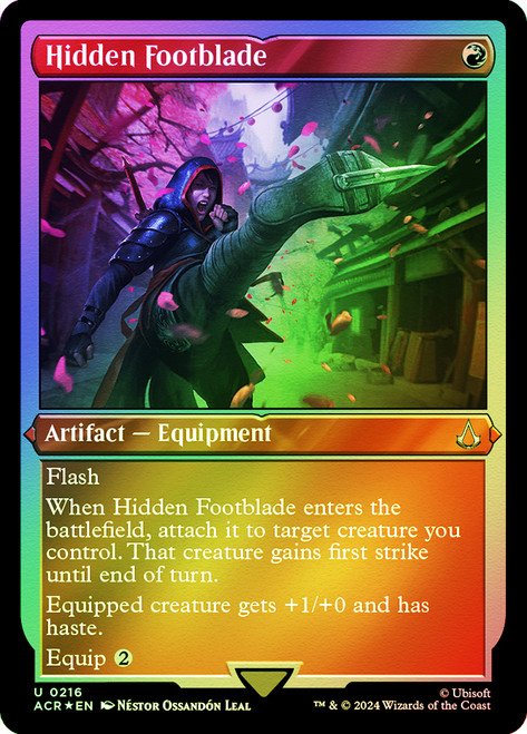 Hidden Footblade (Foil Etched)\nAssassin's Creed - Alternate Foil\nSingle\nMagic The Gathering
