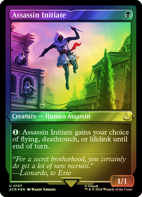 Assassin Initiate (Foil Etched)\nAssassin's Creed - Alternate Foil\nSingle\nMagic The Gathering