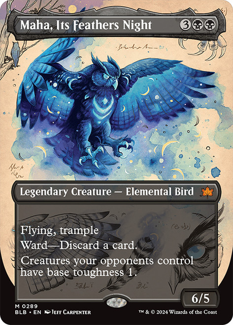 Maha, Its Feathers Night (Borderless)\nBloomburrow - Variants\nSingle\nMagic The Gathering
