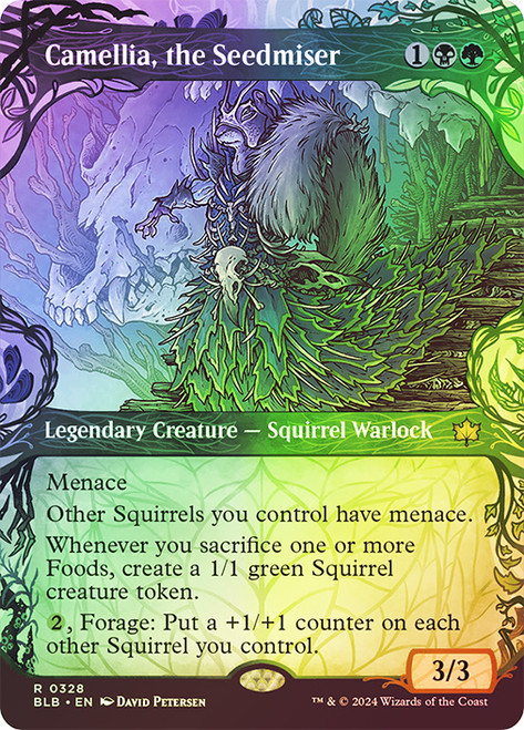 Camellia, the Seedmiser (Showcase)\nBloomburrow - Variants\nSingle\nMagic The Gathering