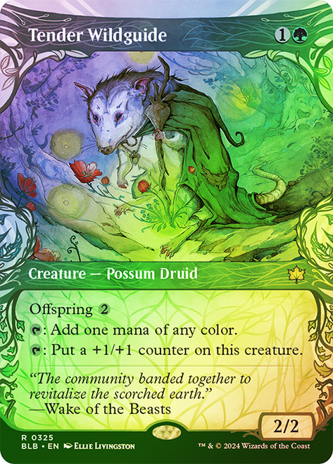 Tender Wildguide (Showcase)\nBloomburrow - Variants\nSingle\nMagic The Gathering