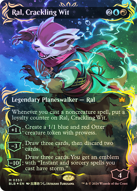 Ral, Crackling Wit (Borderless) (Raised Foil)\nBloomburrow - Alternate Foil Variants\nSingle\nMagic The Gathering