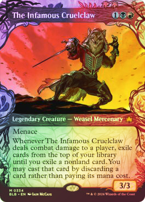 The Infamous Cruelclaw (Showcase)\nBloomburrow - Variants\nSingle\nMagic The Gathering