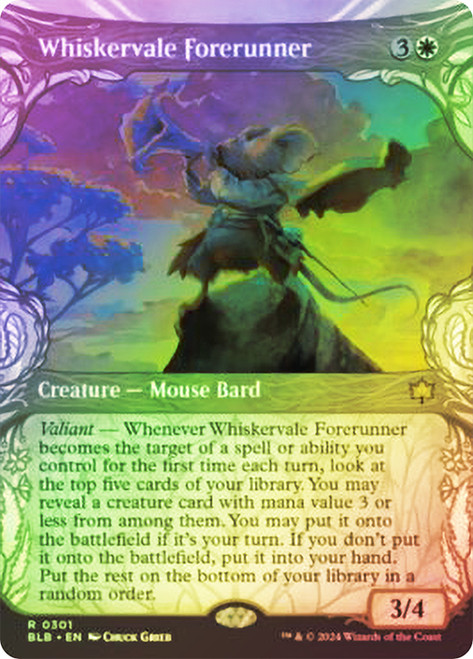 Whiskervale Forerunner (Showcase)\nBloomburrow - Variants\nSingle\nMagic The Gathering